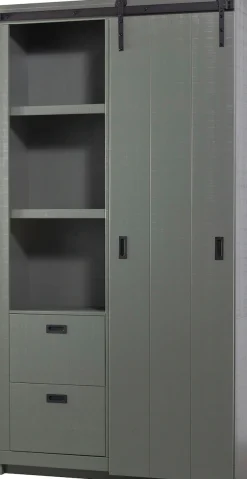 WOOOD Vitrine »Slide Barn FSC®-Kiefernholz bandsägerauh, H 230 x B 122 x T 37 cm« Metallschiene für Schiebetür, lackierte Oberfläche, pfleigleicht