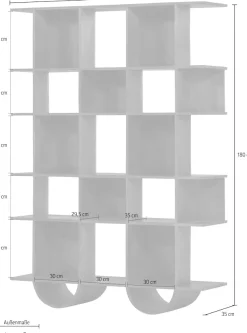 WOOOD Wandregal »Sinne mit Massivmangoholz und abgerundeten Fächern 130 x 35 x 180 cm« Abgerundete Beine, Tragkraft 36 kg, einfach zu montieren
