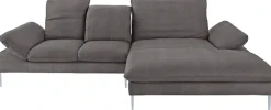 W.SCHILLIG Ecksofa »enjoy&MORE, Designsofa, elegant und bequem, L-Form« mit Sitztiefenverstellung, Füße silber matt, Breite 310 cm