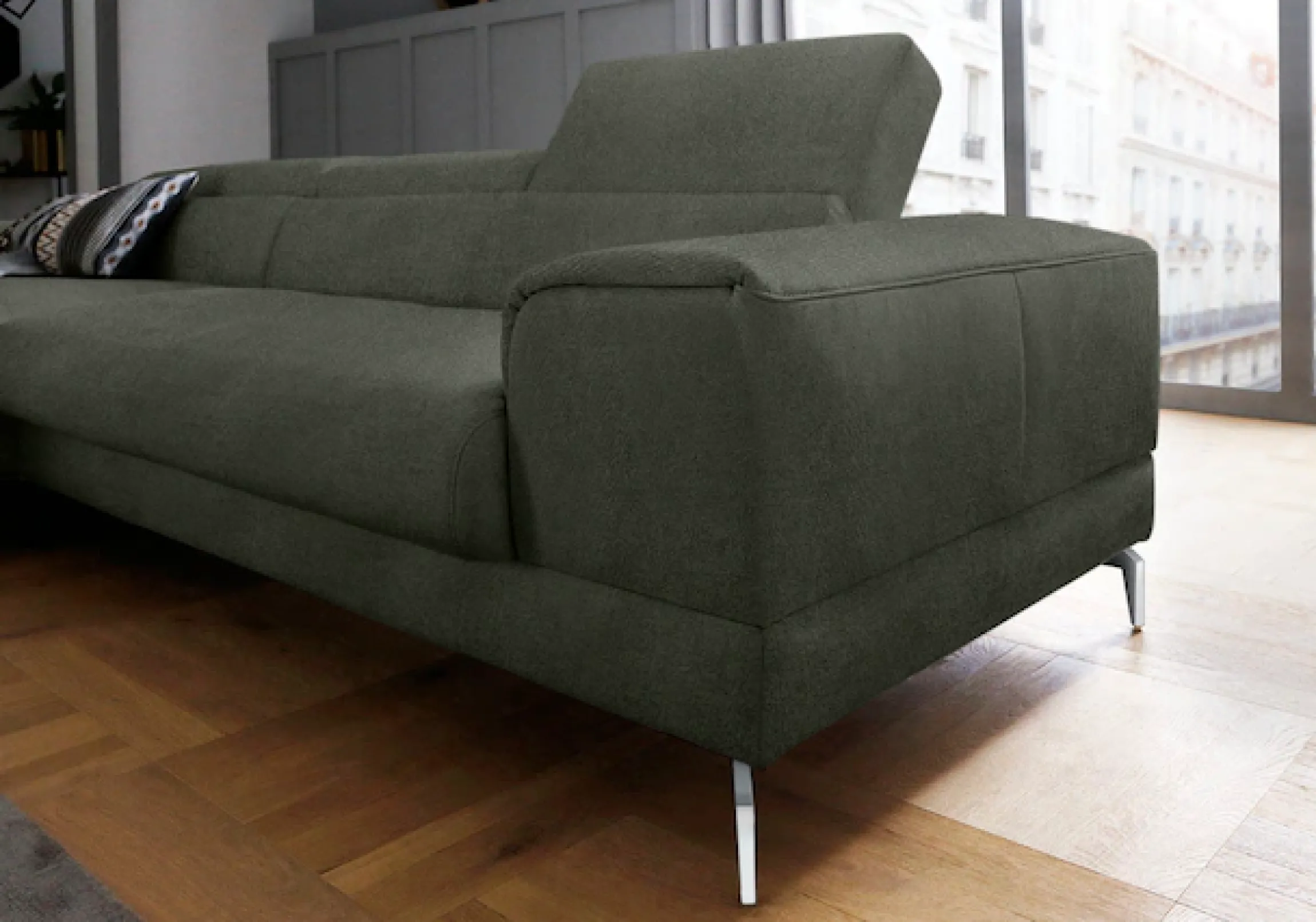 W.SCHILLIG Ecksofa »piedroo, Designsofa mit tollem Sitzkomfort, bequem und elegant, L-Form« Kopfteilverstellung, wahlweise mit Sitztiefenverstellung, Breite 303cm