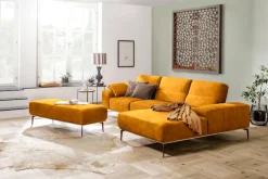 W.SCHILLIG Ecksofa »run, Designsofa mit tollem Sitzkomfort, bequem, L-Form« mit Holzsockel, Füße in Bronze pulverbeschichtet, Breite 319 cm