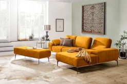W.SCHILLIG Ecksofa »run, Designsofa mit tollem Sitzkomfort, bequem, L-Form« mit Holzsockel, Füße in Bronze pulverbeschichtet, Breite 319 cm