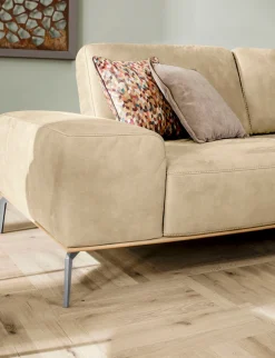 W.SCHILLIG Ecksofa »run, Designsofa mit tollem Sitzkomfort, bequem, L-Form« mit elegantem Holzsockel, Füße in Silber matt, Breite 319 cm