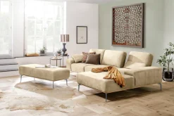 W.SCHILLIG Ecksofa »run, Designsofa mit tollem Sitzkomfort, bequem, L-Form« mit elegantem Holzsockel, Füße in Silber matt, Breite 319 cm