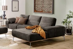 W.SCHILLIG Ecksofa »run, Designsofa mit tollem Sitzkomfort, bequem, L-Form« mit elegantem Holzsockel, Füße in Chrom glänzend, Breite 319 cm