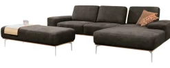 W.SCHILLIG Ecksofa »run, Designsofa mit tollem Sitzkomfort, bequem, L-Form« mit elegantem Holzsockel, Füße in Chrom glänzend, Breite 319 cm