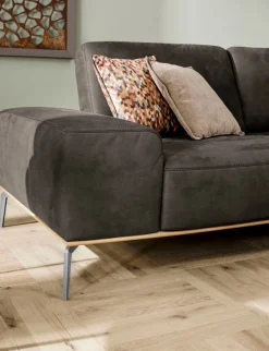 W.SCHILLIG Ecksofa »run, Designsofa mit tollem Sitzkomfort, bequem, L-Form« mit elegantem Holzsockel, Füße in Chrom glänzend, Breite 319 cm