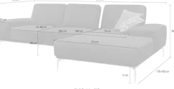 W.SCHILLIG Ecksofa »run, Designsofa mit tollem Sitzkomfort, bequem, L-Form« mit elegantem Holzsockel, Füße in Chrom glänzend, Breite 319 cm