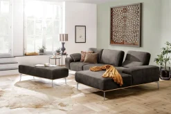 W.SCHILLIG Ecksofa »run, Designsofa mit tollem Sitzkomfort, bequem, L-Form« mit elegantem Holzsockel, Füße in Chrom glänzend, Breite 319 cm