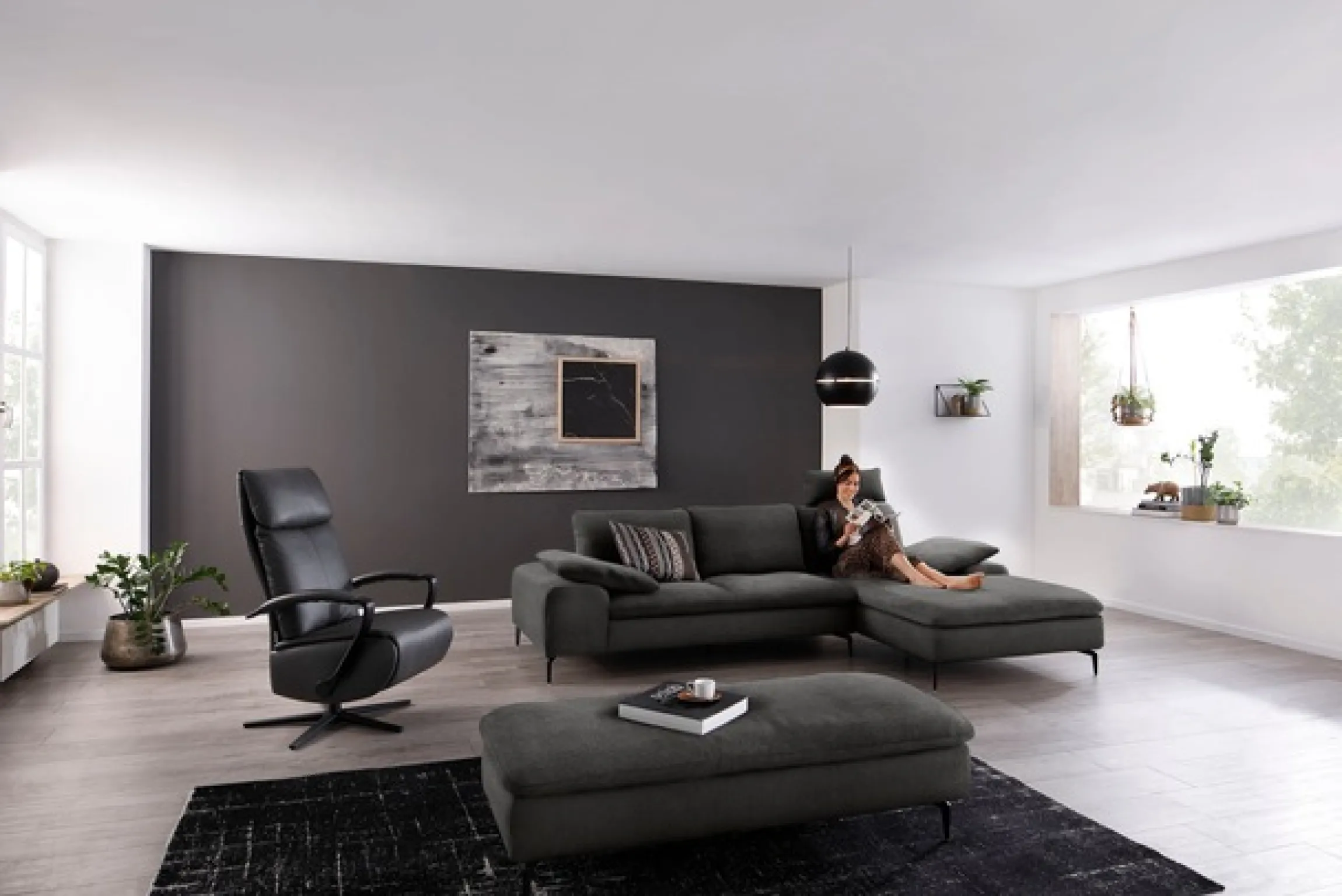 W.SCHILLIG Ecksofa »valentinoo, Designsofa, bequem, elegant und zeitlos, L-Form« inklusive Hocker, mit Sitztiefenverstellung, Breite 299 cm