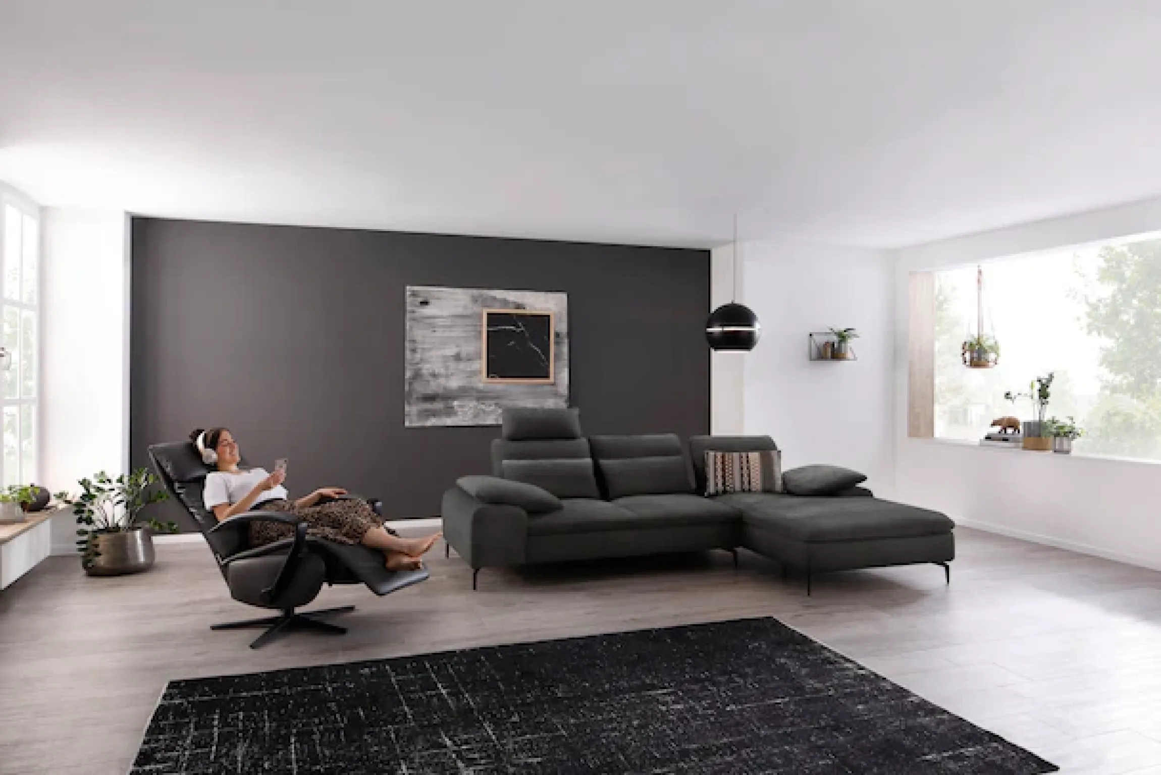 W.SCHILLIG Ecksofa »valentinoo, Designsofa, bequem, elegant und zeitlos, L-Form« inklusive Hocker, mit Sitztiefenverstellung, Breite 299 cm