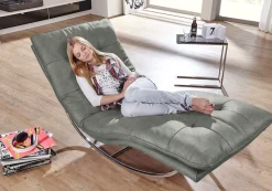 W.SCHILLIG Relaxliege »daily dreams« in Waffelkissen-Optik, Schaukelgestell Chrom glänzend, in 2 Breiten