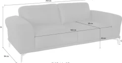 W.SCHILLIG 2,5-Sitzer »montanaa Designsofa mit erstklassigem Sitzkomfort, Federkern« mit Metallfüßen in Bronze pulverbeschichtet, Breite 212 cm