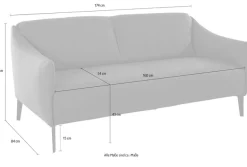 W.SCHILLIG 2,5-Sitzer »sally Designsofa mit schmalen Armlehnen, bequem und elegant« mit Metall-Winkelfüßen in Chrom glänzend, Breite 174 cm