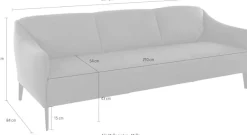 W.SCHILLIG 3-Sitzer »sally Design-Sofa, Loungesofa, bequem, schmale Armlehnen, Breite 224cm« mit Metall-Winkelfüßen in Chrom glänzend, Breite 224 cm