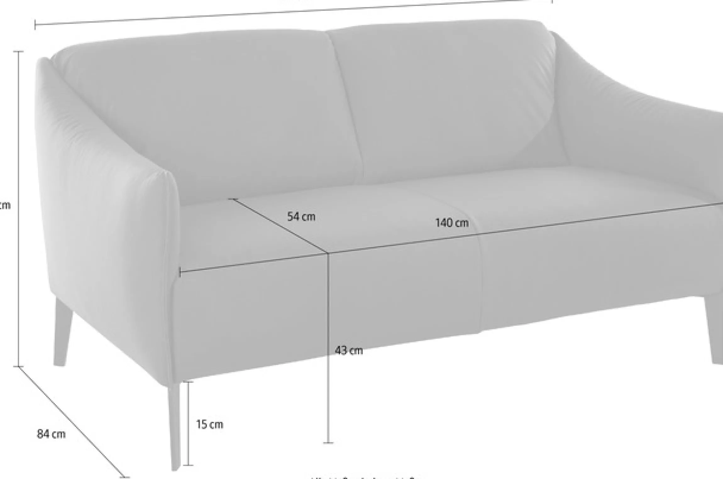 W.SCHILLIG 2-Sitzer »sally Designsofa, Loungesofa, bequem, schmale Armlehnen, Breite 154cm« mit Metall-Winkelfüßen in Schwarz pulverbeschichtet, Breite 154 cm