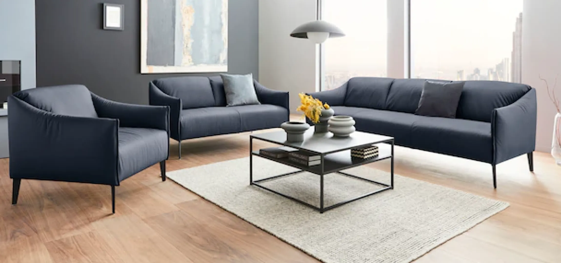 W.SCHILLIG 2-Sitzer »sally Designsofa, Loungesofa, bequem, schmale Armlehnen, Breite 154cm« mit Metall-Winkelfüßen in Schwarz pulverbeschichtet, Breite 154 cm