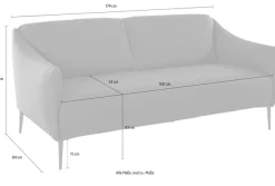 W.SCHILLIG 2,5-Sitzer »sally Designsofa, Loungesofa, bequem, schmale Armlehnen, Breite 174cm« mit Metallfüßen in Bronze pulverbeschichtet, Breite 174 cm