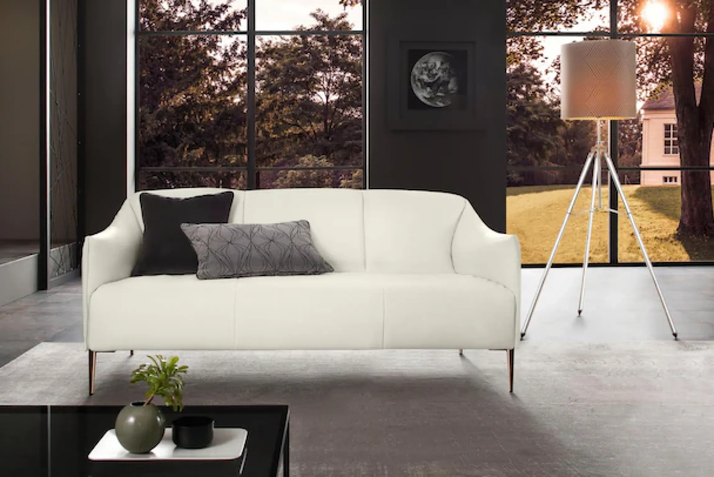 W.SCHILLIG 2,5-Sitzer »sally Designsofa, Loungesofa, bequem, schmale Armlehnen, Breite 174cm« mit Metallfüßen in Bronze pulverbeschichtet, Breite 174 cm