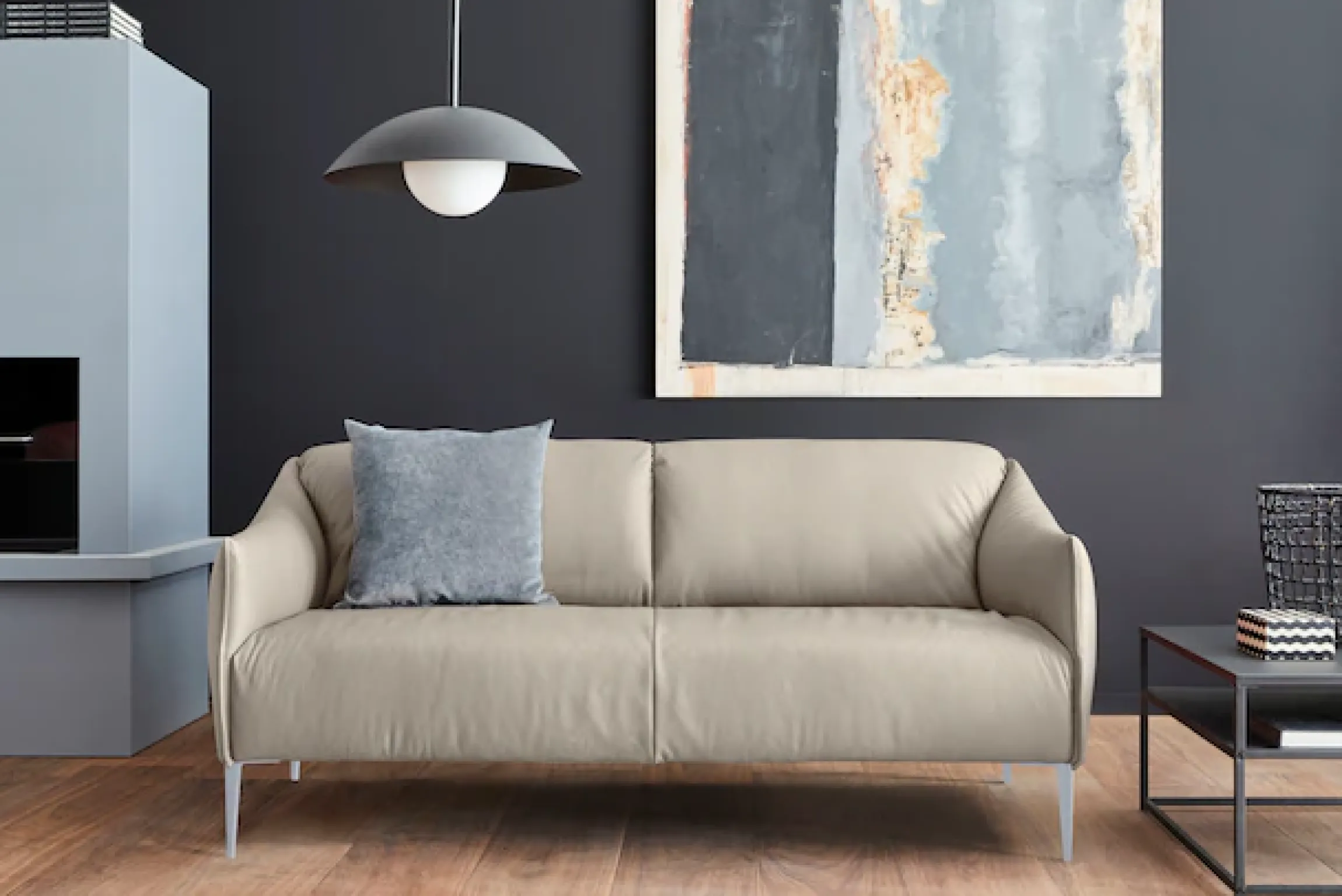 W.SCHILLIG 2,5-Sitzer »sally Designsofa, Loungesofa, bequem, schmale Armlehnen, Breite 194cm« mit Metallfüßen in Silber matt, Breite 194 cm