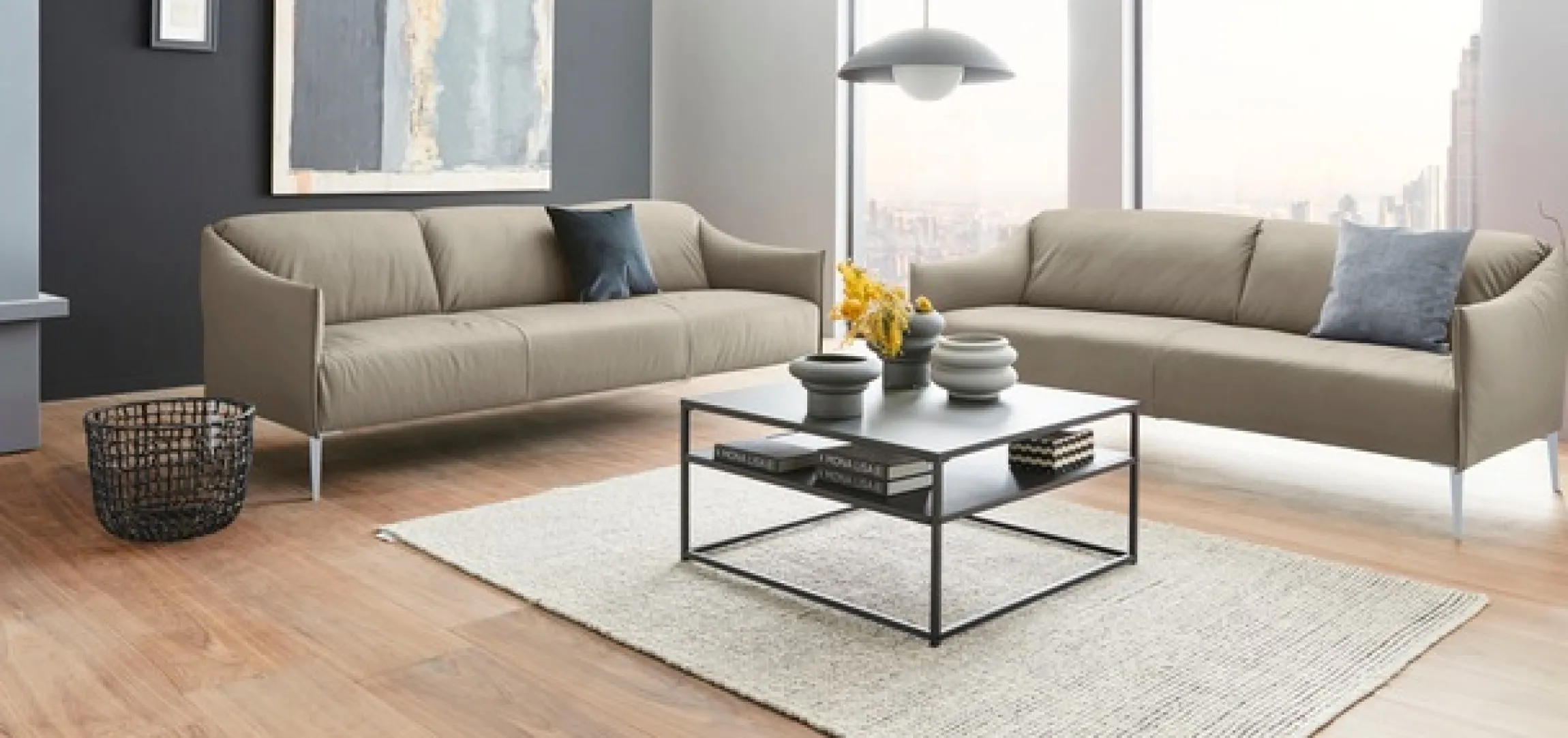 W.SCHILLIG 2,5-Sitzer »sally Designsofa, Loungesofa, bequem, schmale Armlehnen, Breite 194cm« mit Metallfüßen in Silber matt, Breite 194 cm