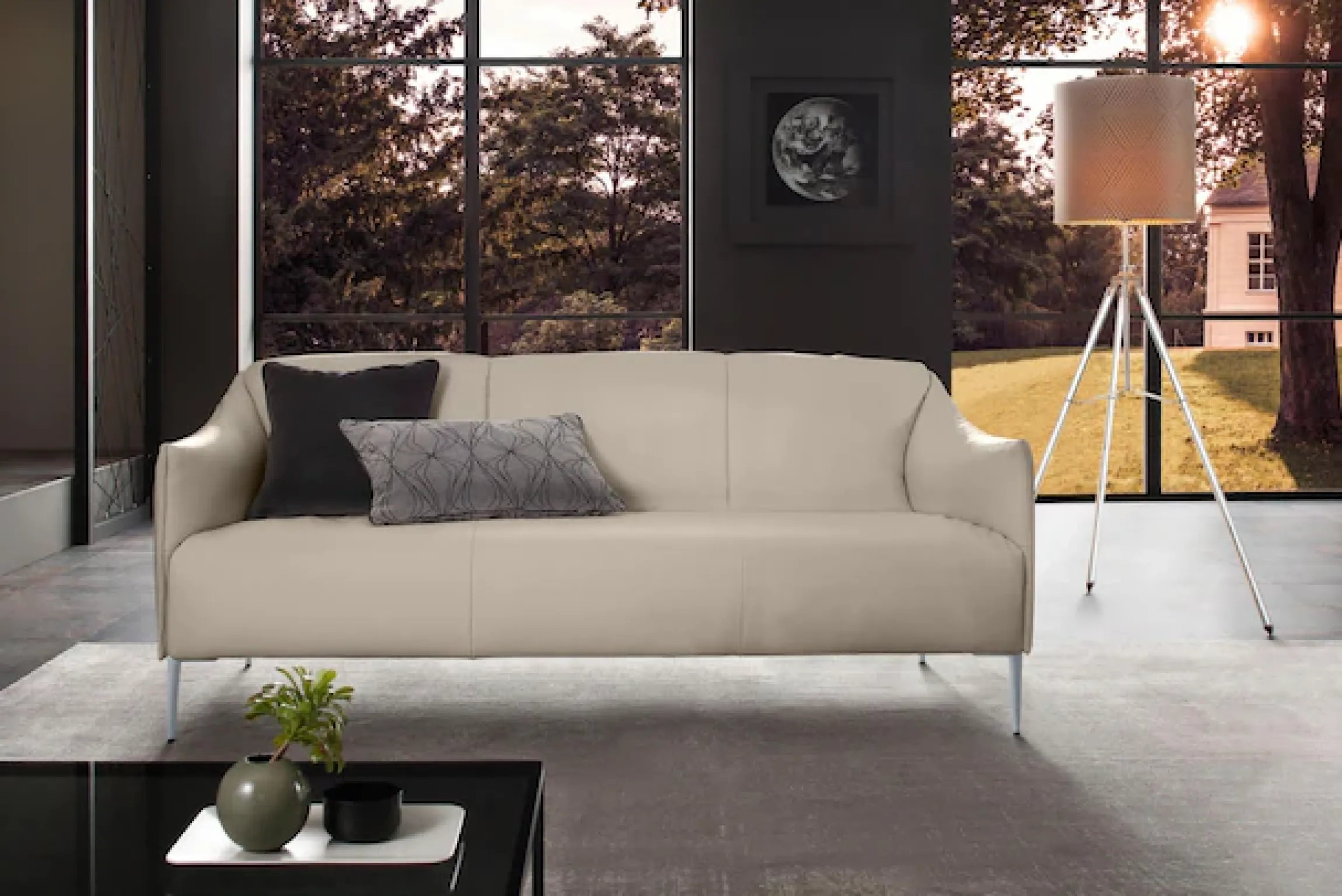 W.SCHILLIG 2,5-Sitzer »sally Designsofa, Loungesofa, bequem, schmale Armlehnen, Breite 194cm« mit Metallfüßen in Silber matt, Breite 194 cm