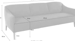 W.SCHILLIG 3-Sitzer »sally Design-Sofa, Loungesofa, bequem, schmale Armlehnen, Breite 224cm« mit Metallfüßen in Silber matt, Breite 224 cm