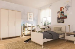 YUNY by PAIDI Kinderbett »HAZEL in Beige, modernes Jugendbett« Massivholz-Füße, zeitloses & langlebiges Einzelbett