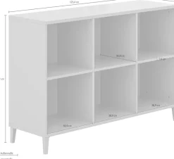 YUNY by PAIDI Sideboard »BROTHER STU mit 6 offenen Fächern« B/H/T ca. 123x84x38cm, Taupe,stabiles und langlebiges Regal, geprüfte Qualität