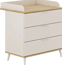 YUNY by PAIDI Wickelkommode »HAZEL in Beige, 3 Schubladen mit Soft-Close, inkl. Wickelaufsatz« bis 50 kg 95 cm Breite, Kommode mit abnehmbarem Aufsatz, geprüfte Sicherheit 94,7 cm
