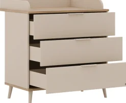 YUNY by PAIDI Wickelkommode »HAZEL in Beige, 3 Schubladen mit Soft-Close, inkl. Wickelaufsatz« bis 50 kg 95 cm Breite, Kommode mit abnehmbarem Aufsatz, geprüfte Sicherheit 94,7 cm