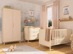 YUNY by PAIDI Wickelkommode »HAZEL in Beige, 3 Schubladen mit Soft-Close, inkl. Wickelaufsatz« bis 50 kg 95 cm Breite, Kommode mit abnehmbarem Aufsatz, geprüfte Sicherheit 94,7 cm