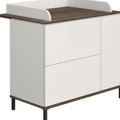 YUNY by PAIDI Wickelkommode »LOVELY ALIV mit abnehmbarem Aufsatz, 2 Schubladen und einer Tür« bis 50 kg Kommode in Off-White, 110 cm Breite, geprüfte Sicherheit, Push-to-open 109,9 cm