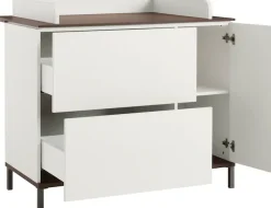 YUNY by PAIDI Wickelkommode »LOVELY ALIV mit abnehmbarem Aufsatz, 2 Schubladen und einer Tür« bis 50 kg Kommode in Off-White, 110 cm Breite, geprüfte Sicherheit, Push-to-open 109,9 cm