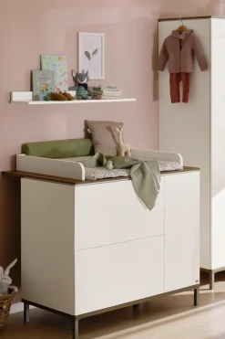 YUNY by PAIDI Wickelkommode »LOVELY ALIV mit abnehmbarem Aufsatz, 2 Schubladen und einer Tür« bis 50 kg Kommode in Off-White, 110 cm Breite, geprüfte Sicherheit, Push-to-open 109,9 cm